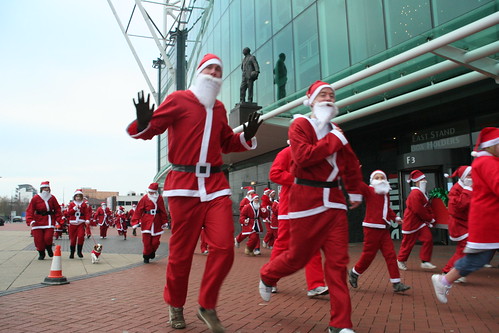 Charity Santa fun run at Manchester United's Old Trafford