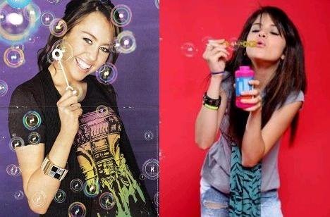 Melly nos envia esta fotos de Selena G mez y Miley Cyrus haciendo burbujitas