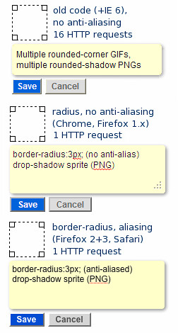 Screenshot: Saving HTTP requests with CSS and sprites
