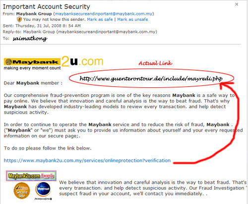 Maybank2u.com Email Phishing Scam In Hotmail