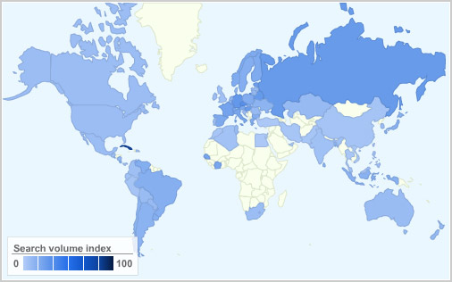 Debian popularity map