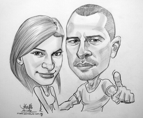 couple caricatures in pencil 231108
