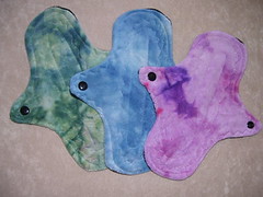 Hand dyed cotton velour cloth menstrual pads