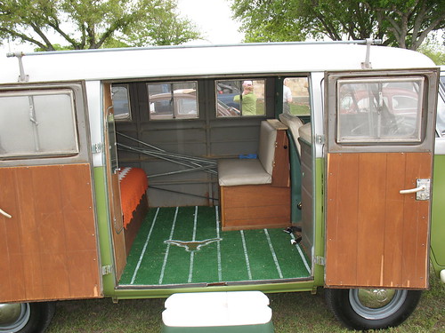 1967 VW Bussportsmobile camper interior Texas Longhorns Tailgater Bus in 