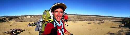 Rob with cyclists near Dryden, Texas, USA