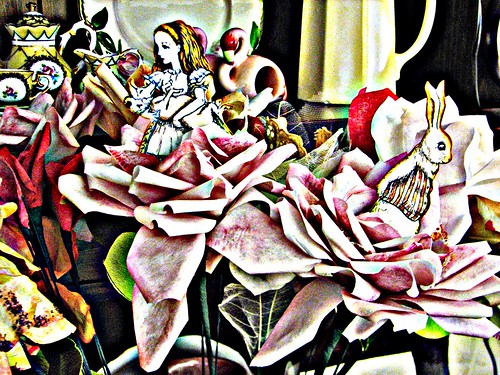 Alice & White Rabbit in Roses