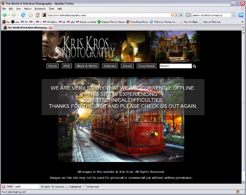 The World of Kris Kros Photography outage notice