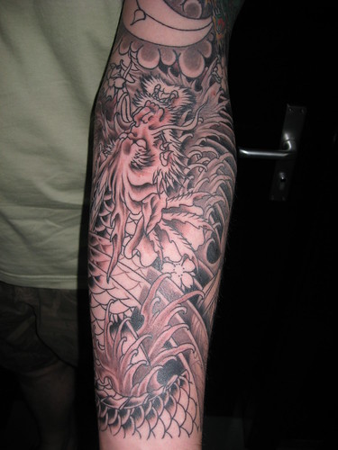 koi dragon tattoo. Koi Dragon Sleeve Inner Arm