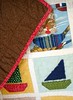 sailboat quilt detail, back, and binding