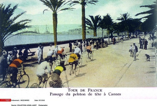 One of the first colour photos of the Tour, taken in Cannes during the 1910 race. Copyright Offside/L’Equipe