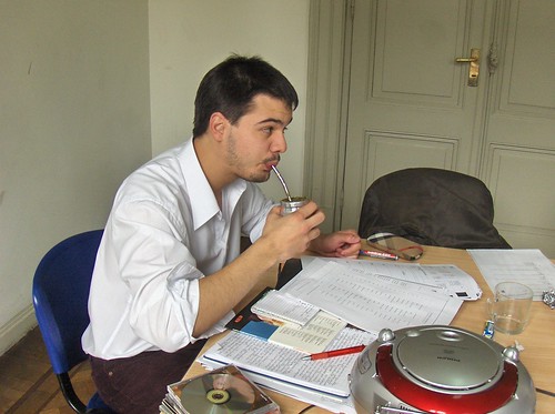 el maestro with his beloved piazzolla CDs
