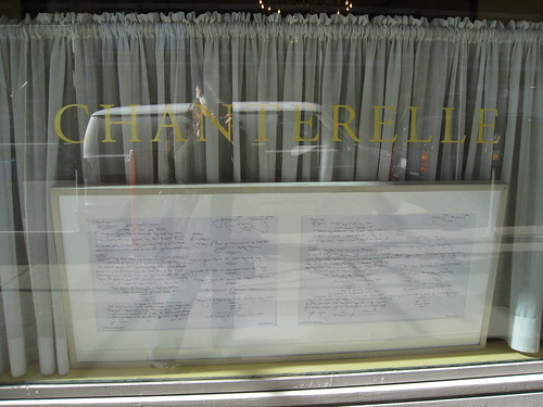 Hand-written menu at Chanterelle