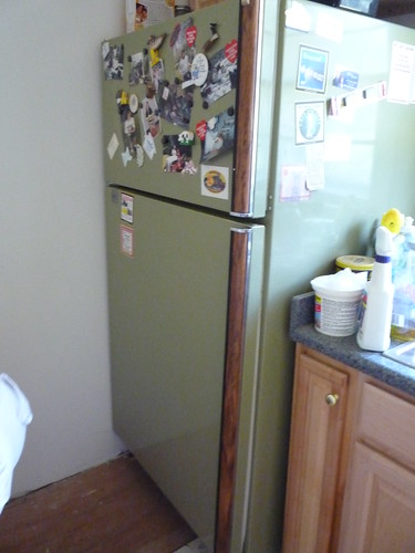 fridge w/plywood under