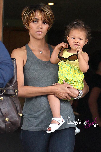 Halle Berry and Daughter Nahla Aubry in a Yellow Dress at Lunch in Los Angeles by Candy_Kirby