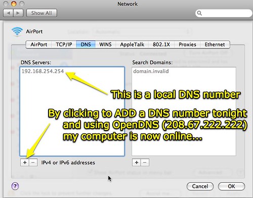 Adding a DNS number (Mac OS X 10.5)