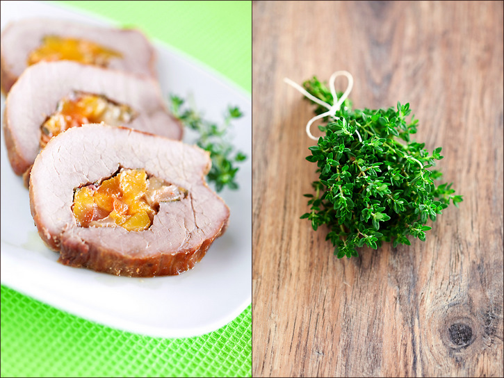 РАЗНОЕ:) Pork stuffed with peaches and thyme