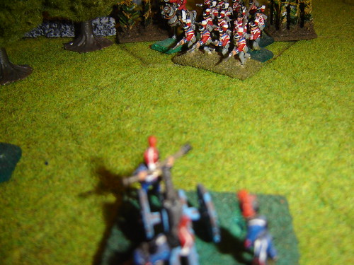 English infantry face French artillery fire