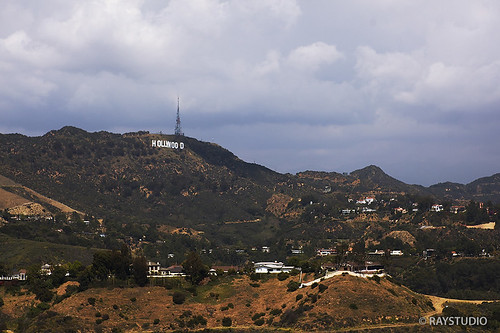 Hollywood sign over 101 from Mulholand dr.