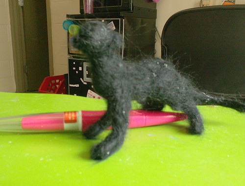 Needlefelting needle felted panther big cat black jaguar wool sculpture figure toy