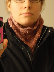 knit cowl, with coat