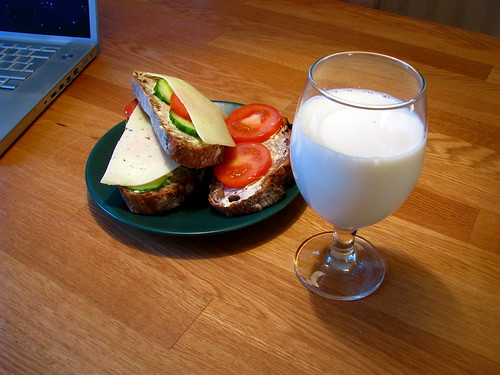 Sandwiches with milk