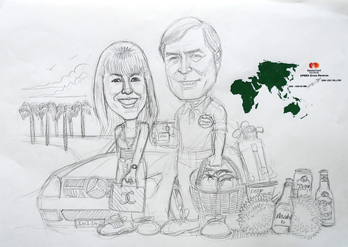 Couple caricatures for Mastercard Mr & Mrs Sekulic detail pencil sketch (revised 2)