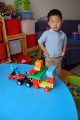 Owen built a train of Legos