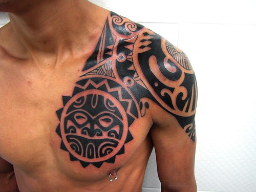 chest tattoo polynesian Tattoos Gallery