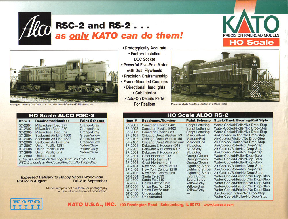 HO scale Kato 37-2401 Locomotive ALCo RS-2 New York Central #8213 