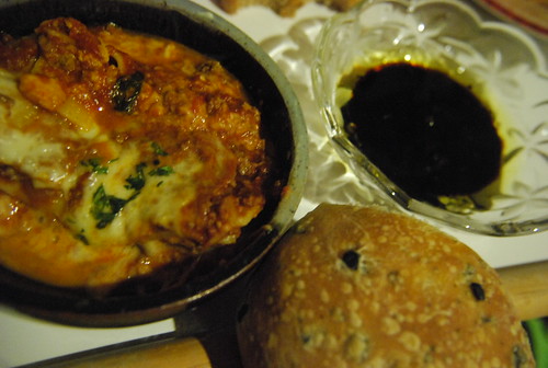 Deluca's Lasagna and olive bun