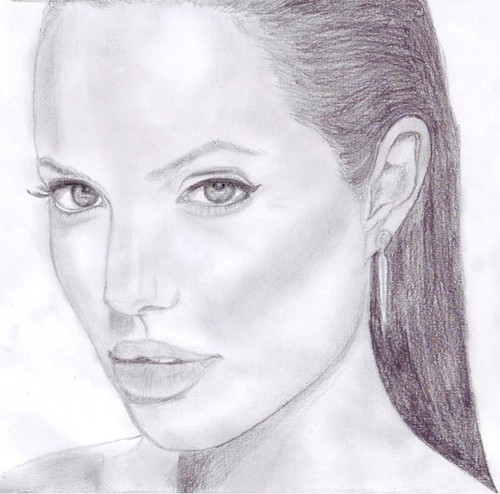 PENCIL DRAWING Film Star Angelina Jolie