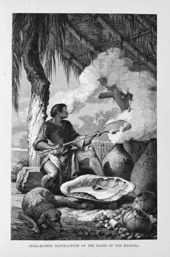 007-Los Ríos Amazonas y Madeira 1875-Indio fabricando caucho en la ribera del Madeira