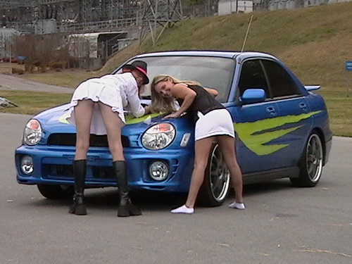 Some hawt ladiez next to my slammed CRX if you like Integra Girl read this 