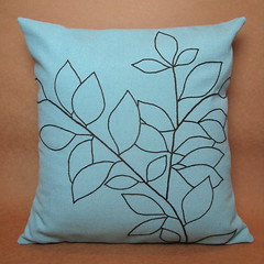 Embroidered Leaves Pillow