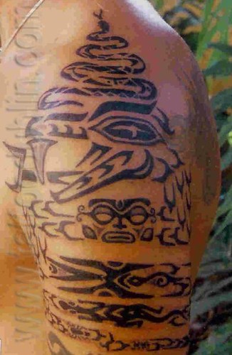 Polynesian Style Dream Tribal Sleeve Tattoo