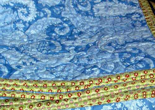 tea lap quilt backside and binding