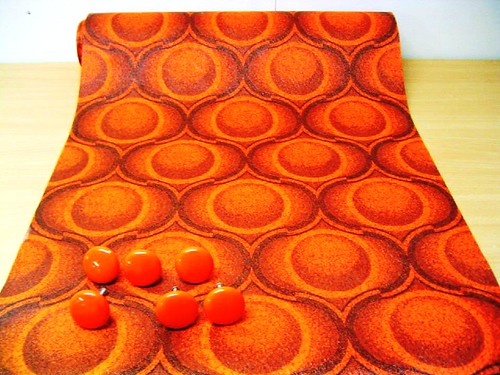 wallpaper orange. Orange 70s plastic wall-paper