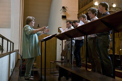 Performing medieval chant, 17 June 2009. Photograph by Lorena Meana.