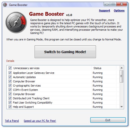 PC를 게임 모드에 최적화 하는 Game Booster