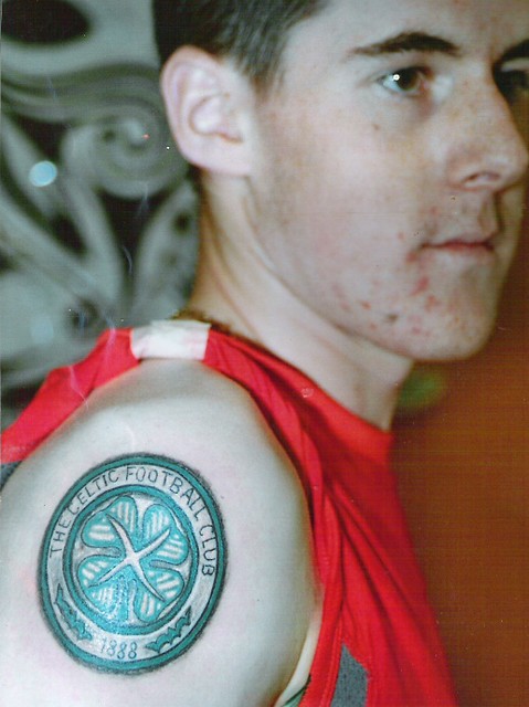 celtic football club crest arm tattoo by dublin ireland tattoo artist 'Pluto 