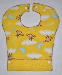 Yellow Monkeys Toddler Pocket Bib with flannel backing