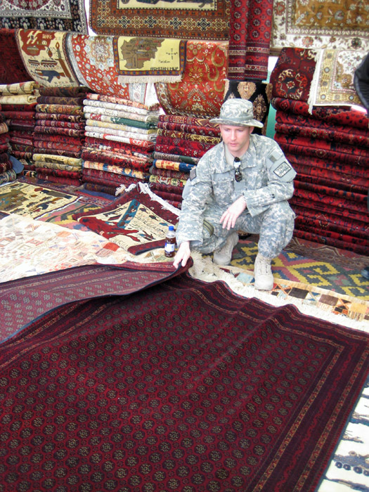 Shawn Thorsson carpet Shopping in Kabul