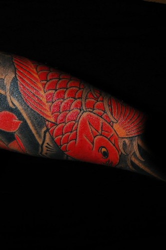 Full Sleeve Koi Tatto Design and tattoo