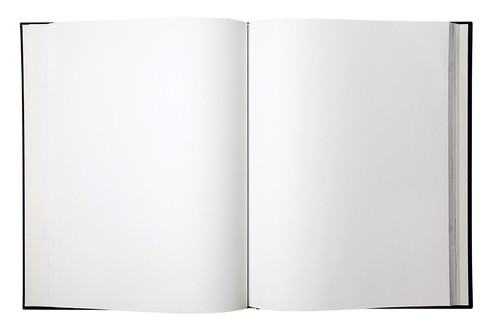 blank white page. An open book with lank white