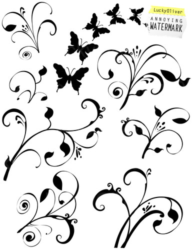 abstract black and white flower tattoo Several different leaf floral design