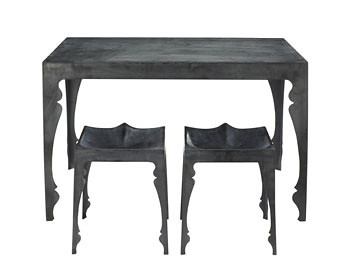 'Louis' Zinc Table and Stools by John Reeves