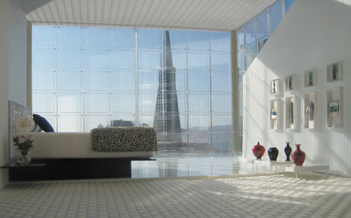 Miniarcs: Staged Penthouse Bedroom with Transamerica Pyramid View