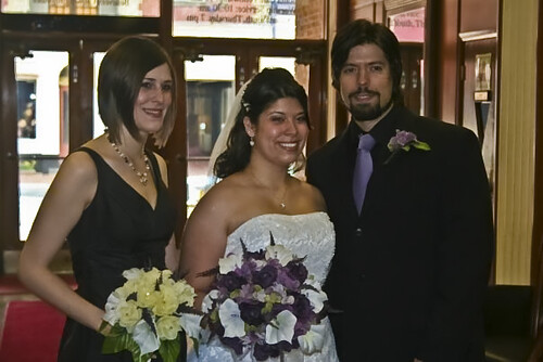 The bride, her brother, and future sister in law