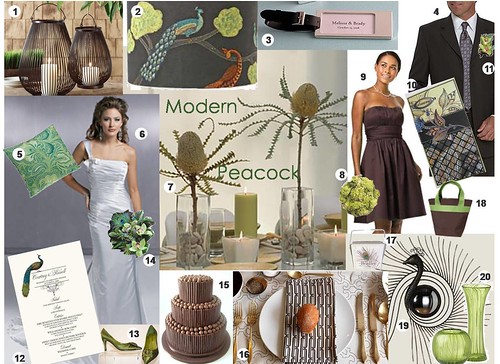 Wedding Inspiration Board: Modern Peacock - Lime, Brown