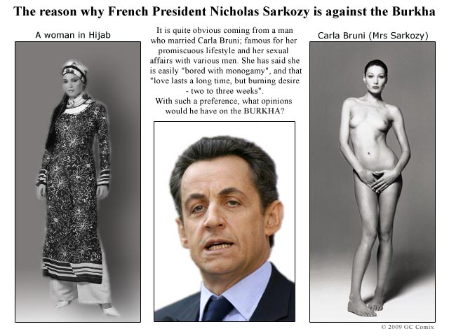 Sarkozy vs The Burkha by GC Comix